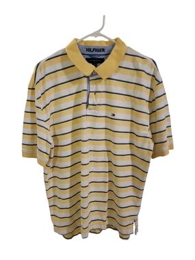 Tommy Hilfiger Yellow and White Striped Polo